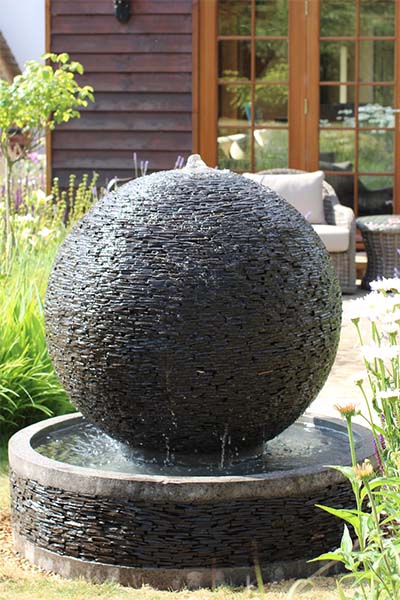 Slate Sphere Water Features | Outdoor Slate Round Ball Water Feature